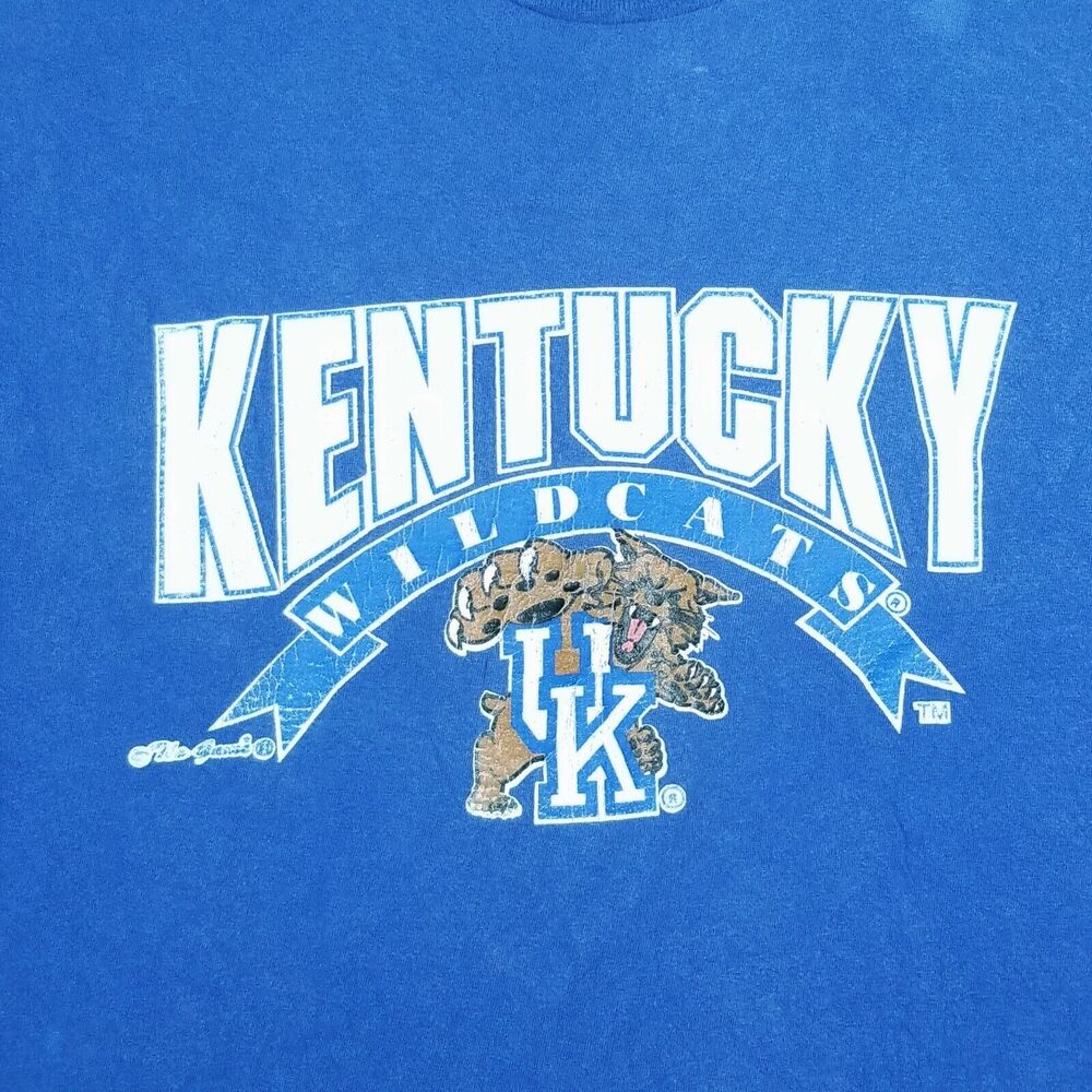 VINTAGE Kentucky Wildcats Tshirt Mens Blue Size XL The Game Single Stitch USA